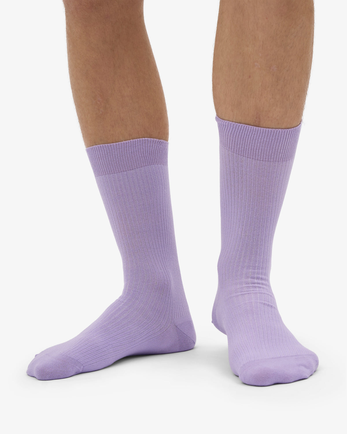 Men's Organic Cotton Crew Socks – Ribbed Tennis-Inspired Design, Cushioned and Breathable | Soft Lavender – view 2