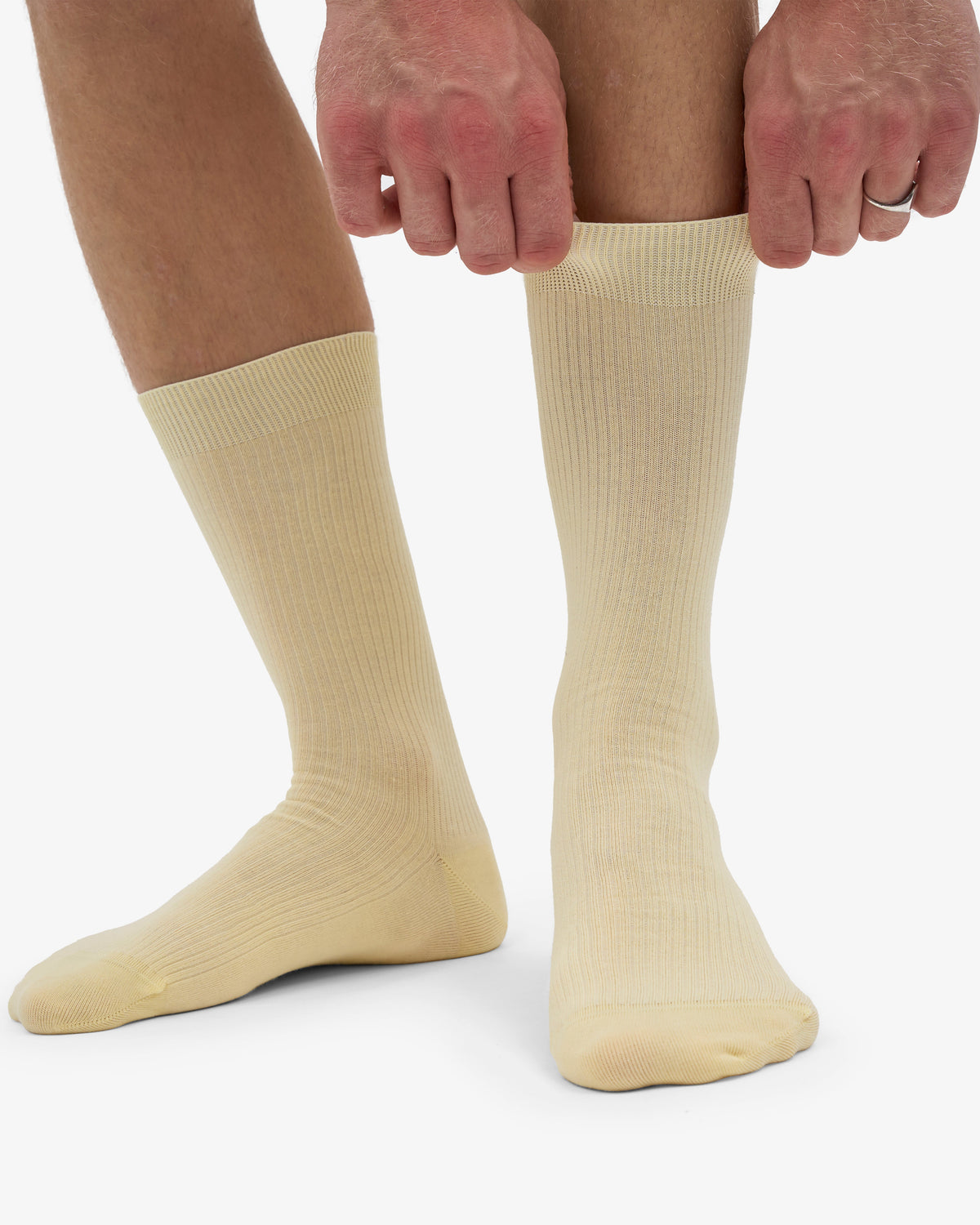 Men's Organic Cotton Crew Socks in Soft Yellow – view 4