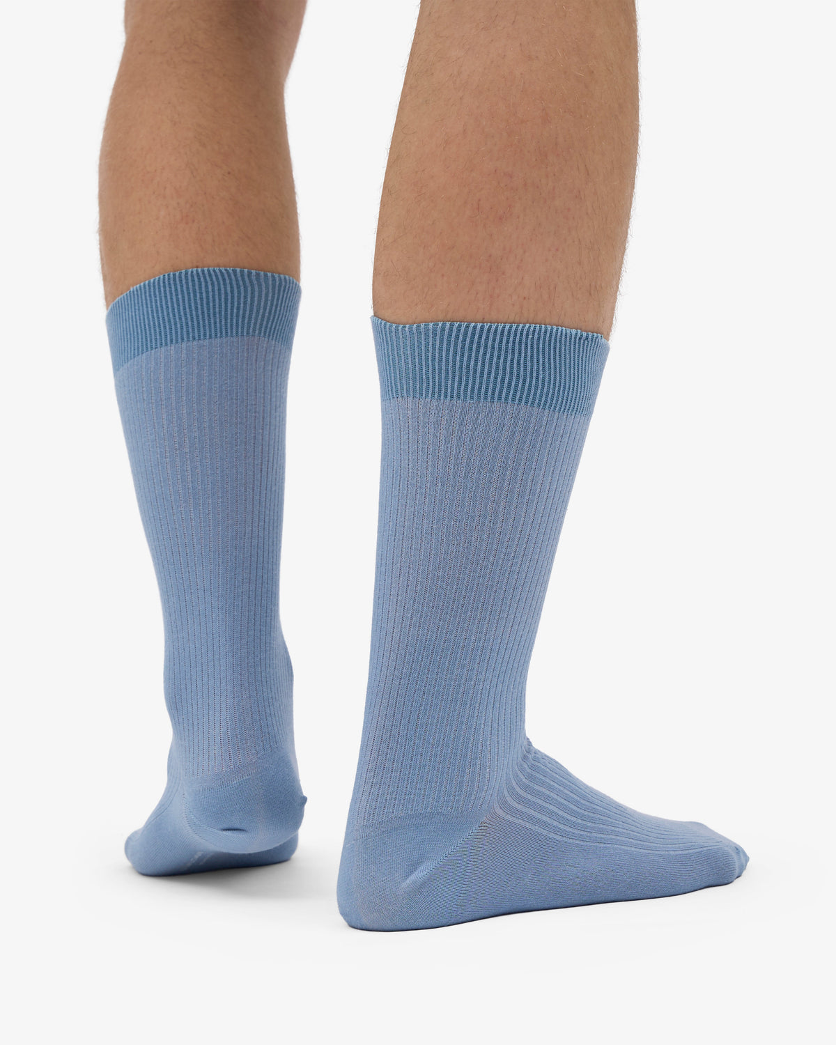 Men's Organic Cotton Crew Socks – Ribbed Tennis-Inspired Design, Cushioned and Breathable | Steel Blue – view 3