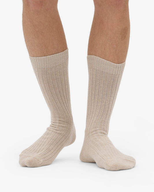 Men's Merino Wool Blend Crew Socks – Breathable Moisture-Wicking Knit, Reinforced Heel and Toe | Ivory White