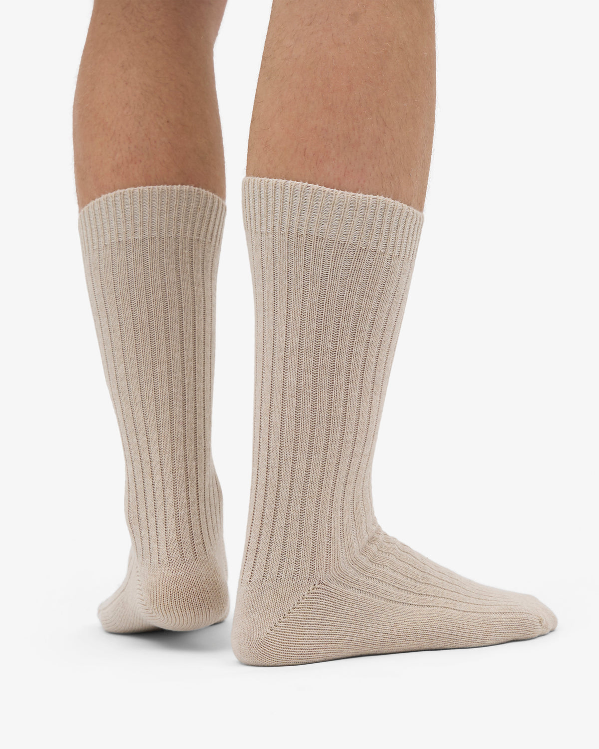 Men's Merino Wool Blend Crew Socks in Ivory White – view 3