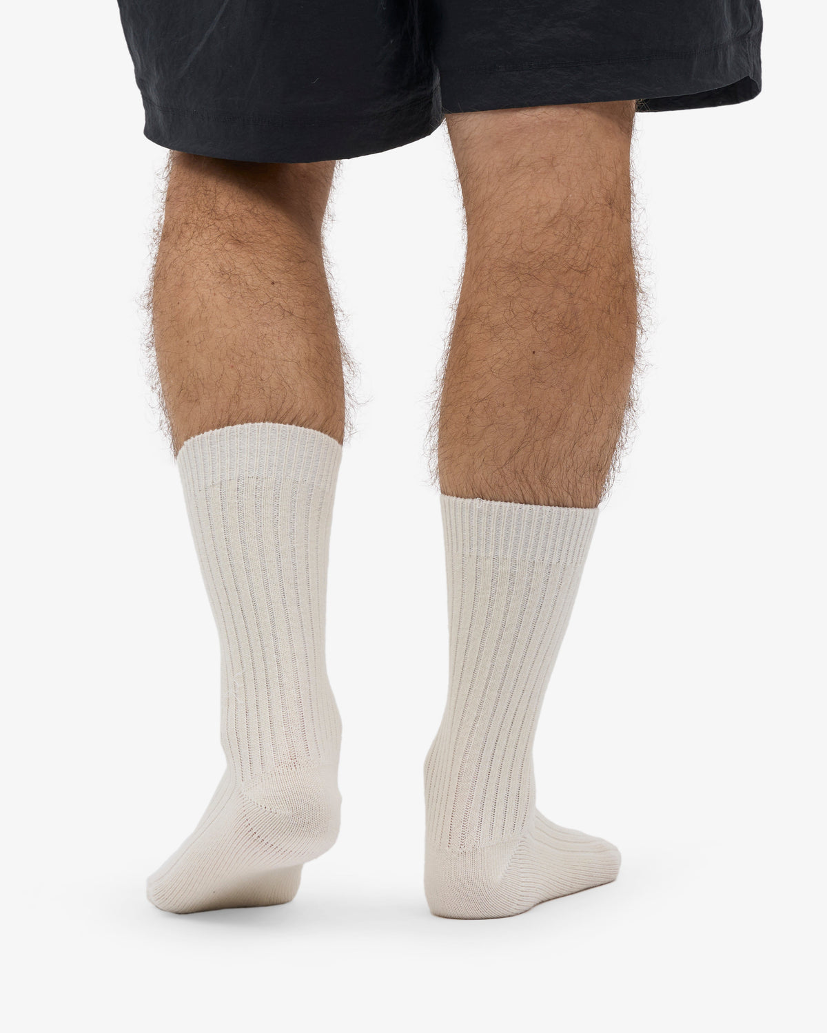 Men's Merino Wool Blend Crew Socks in Optical White – view 3