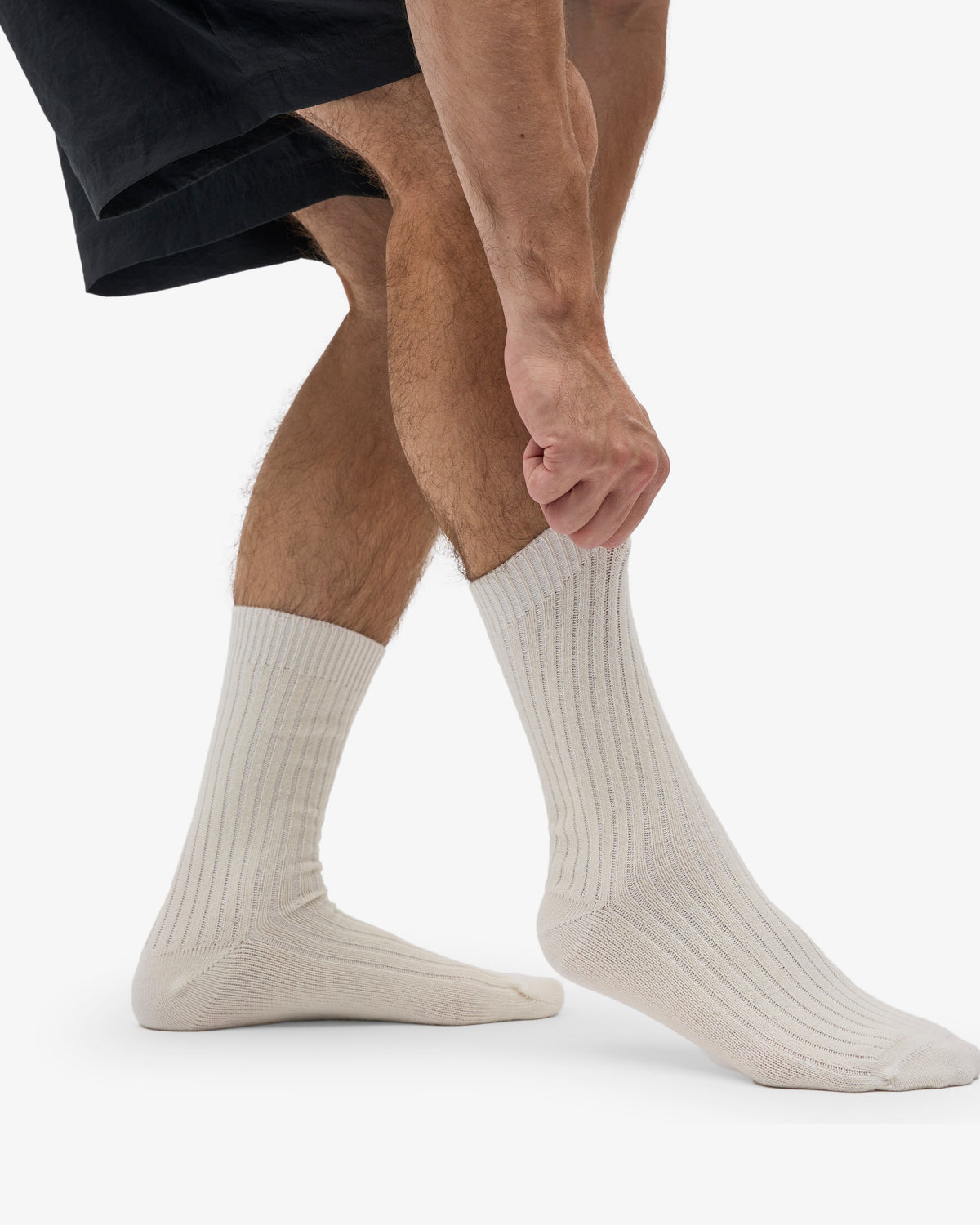 Men's Merino Wool Blend Crew Socks in Optical White – view 4