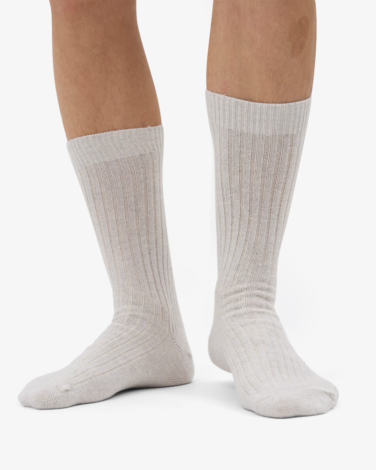 Men's Merino Wool Blend Crew Socks in Snow Melange – view 2