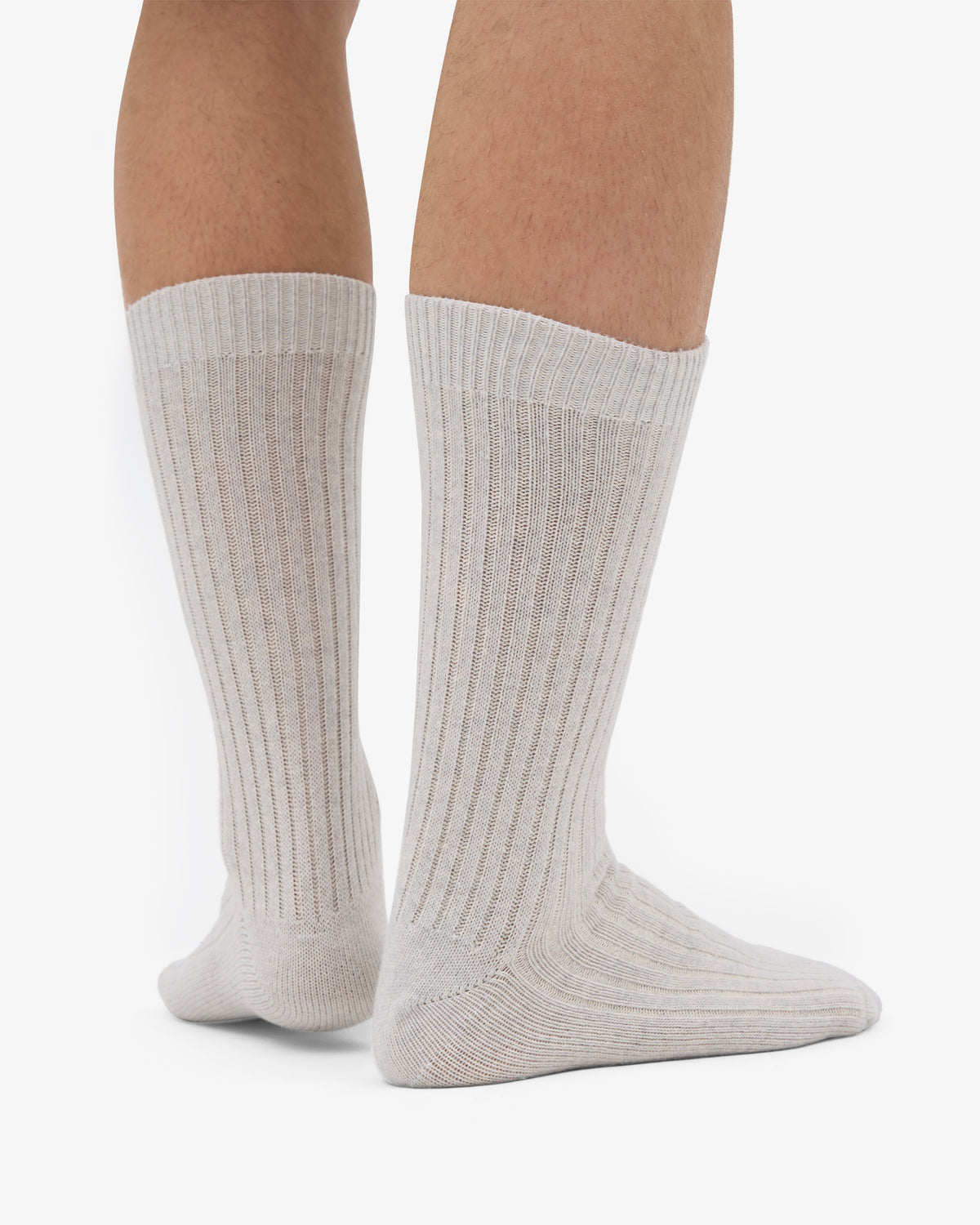 Men's Merino Wool Blend Crew Socks in Snow Melange – view 3