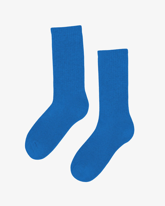 Men's Organic Cotton Active Crew Socks – Brushed Cushioned Sole, Reinforced Heel and Toe | Pacific Blue