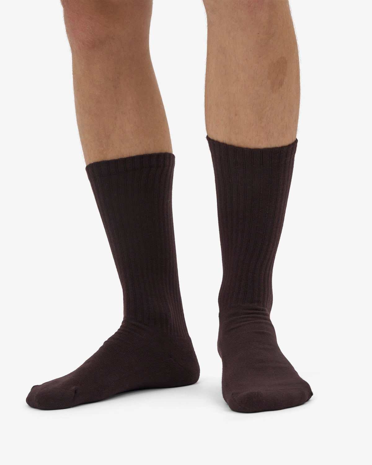 Men's Organic Cotton Crew Sports Socks 3-Pack in Coffee Brown – view 4