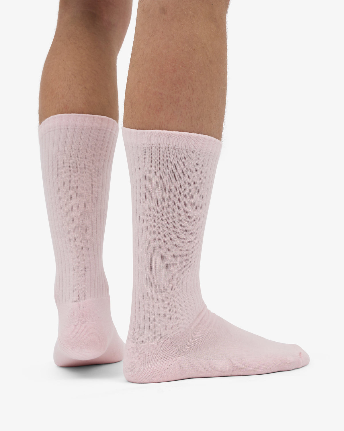 Men's Organic Cotton Active Crew Socks – Brushed Cushioned Sole, Reinforced Heel and Toe | Faded Pink