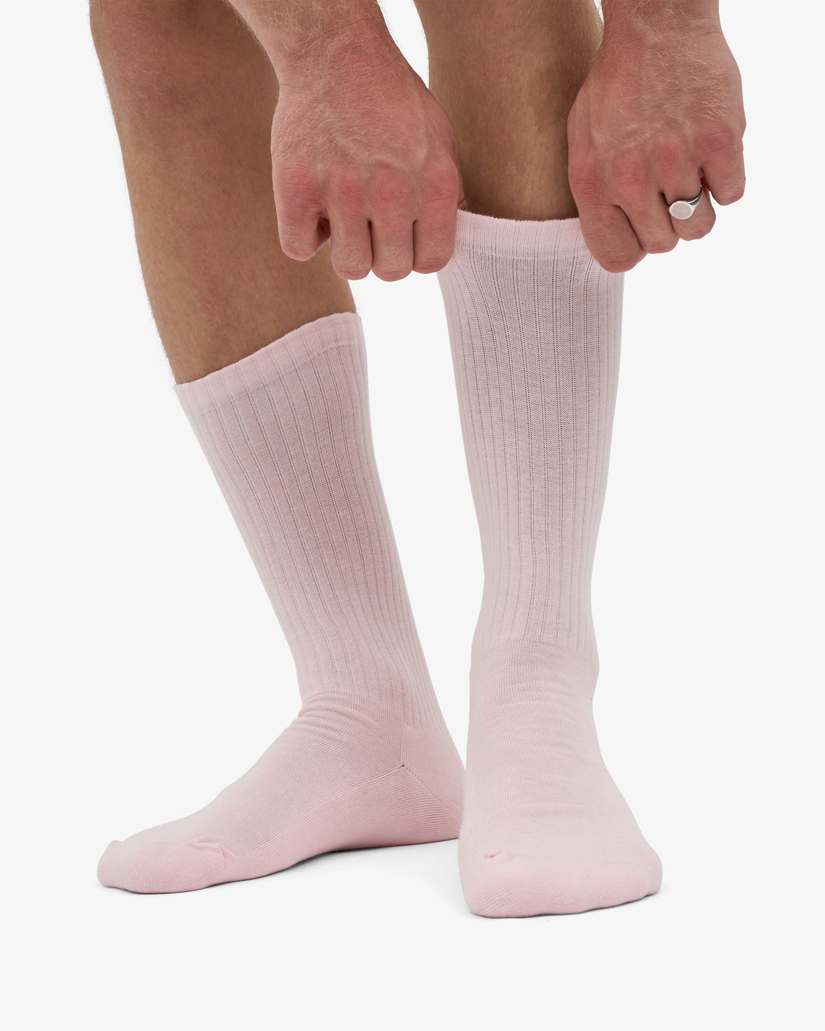 Men's Organic Cotton Active Crew Socks – Brushed Cushioned Sole, Reinforced Heel and Toe | Faded Pink