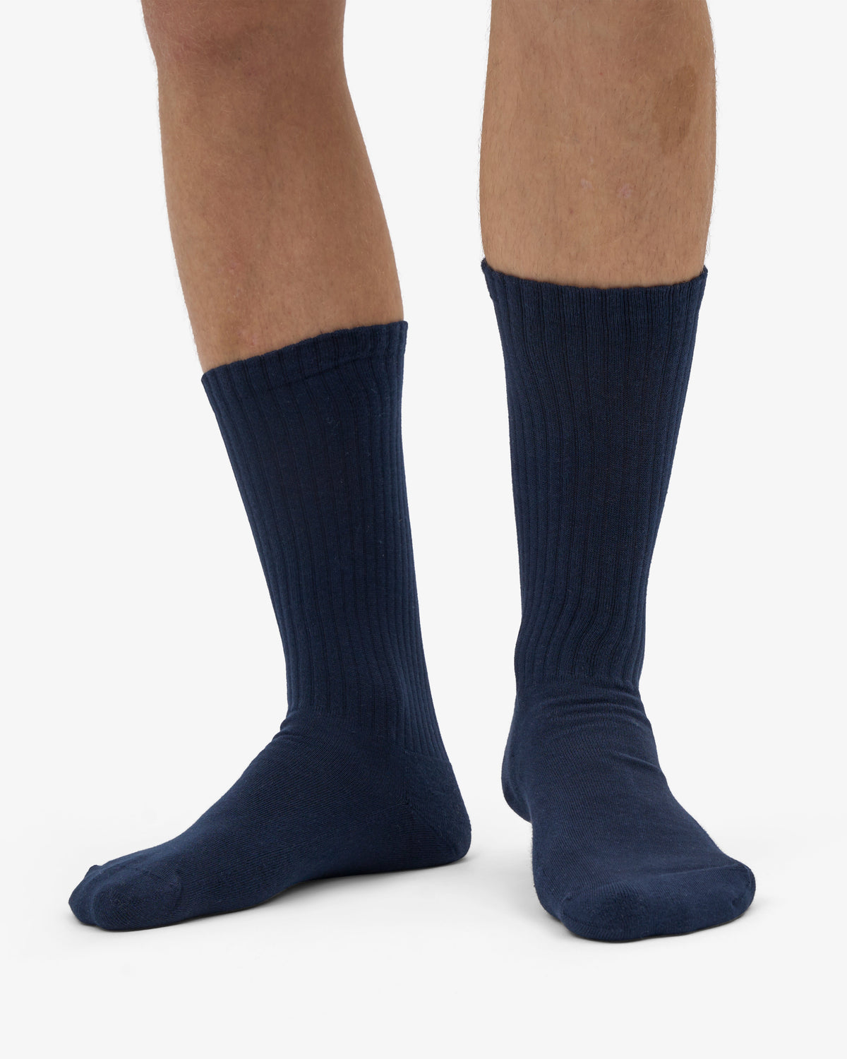 Men's Organic Cotton Active Crew Socks – Brushed Cushioned Sole, Reinforced Heel and Toe | Navy Blue – view 2