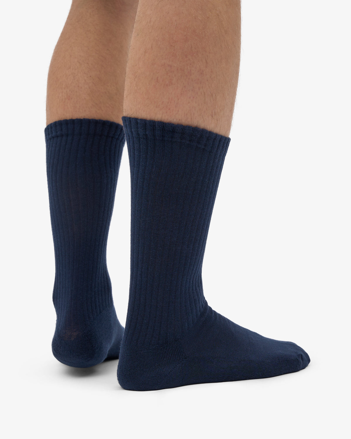 Men's Organic Cotton Active Crew Socks – Brushed Cushioned Sole, Reinforced Heel and Toe | Navy Blue