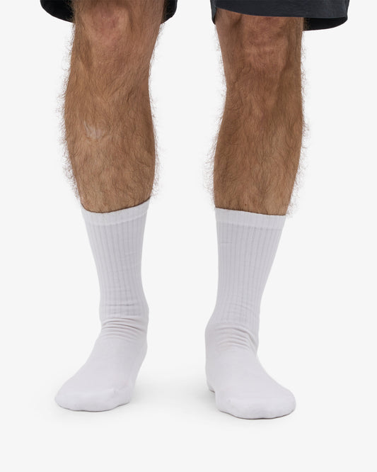 Men's Organic Cotton Active Crew Socks – Brushed Cushioned Sole, Reinforced Heel and Toe | Optical White