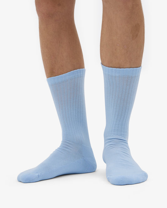 Men's Organic Cotton Active Crew Socks – Brushed Cushioned Sole, Reinforced Heel and Toe | Polar Blue