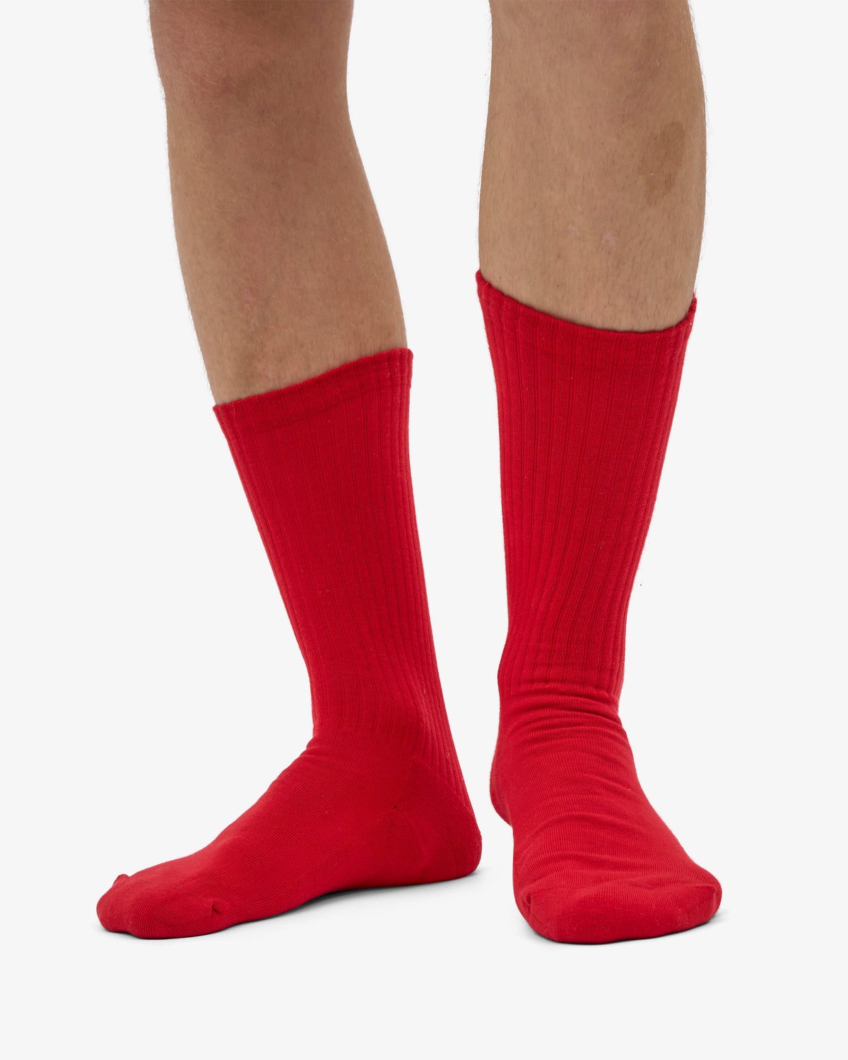 Men's Organic Cotton Active Crew Socks – Brushed Cushioned Sole, Reinforced Heel and Toe | Scarlet Red – view 2