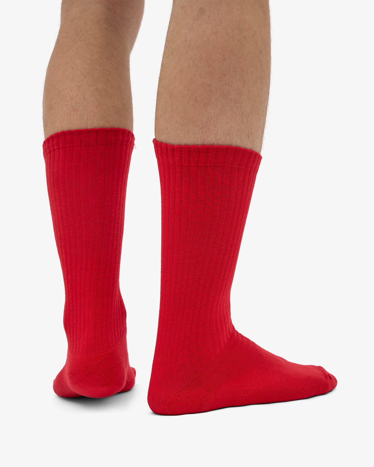 Men's Organic Cotton Active Crew Socks – Brushed Cushioned Sole, Reinforced Heel and Toe | Scarlet Red