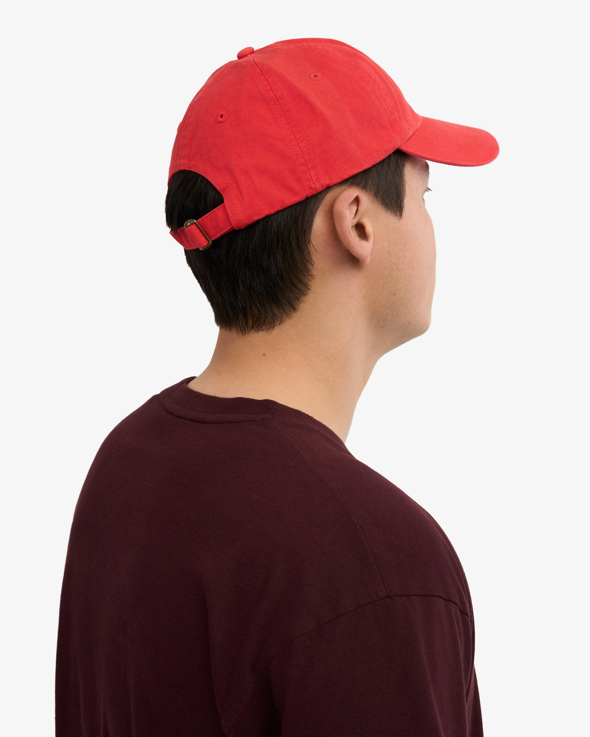 Men's Organic Cotton Baseball Cap in Red Tangerine – view 3