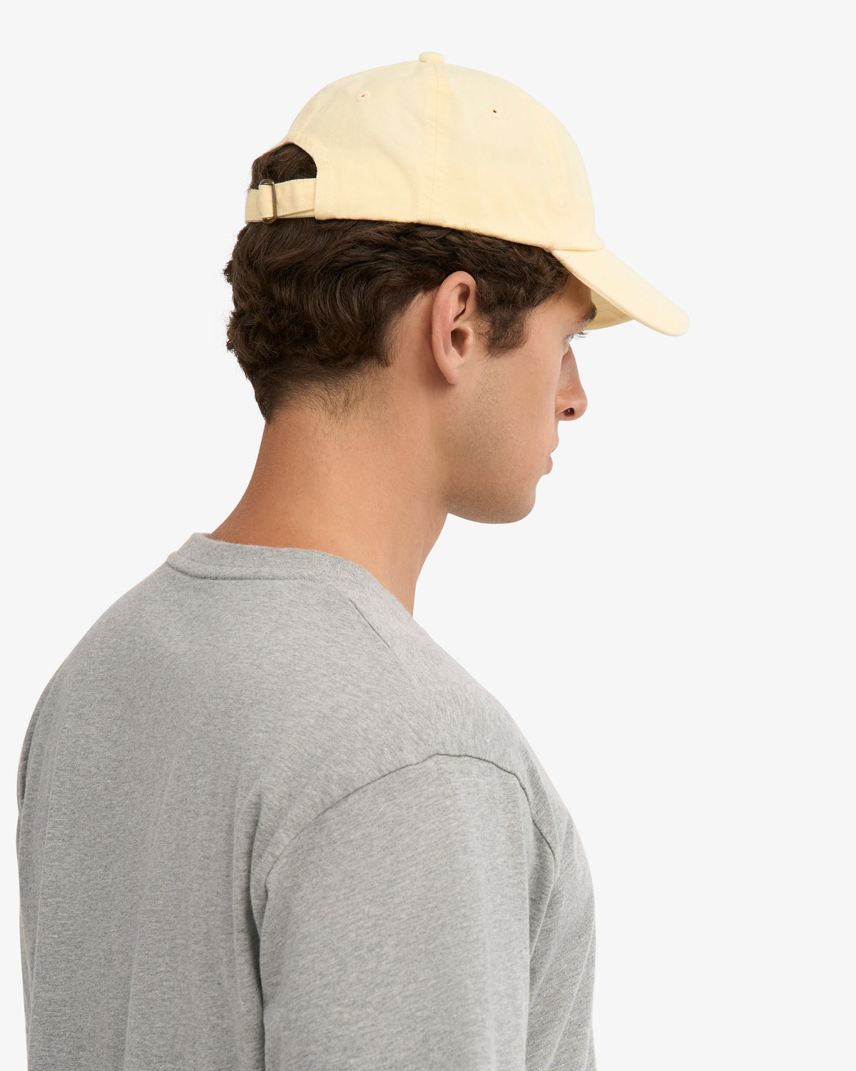 Men's Organic Cotton Baseball Cap in Soft Yellow – view 3