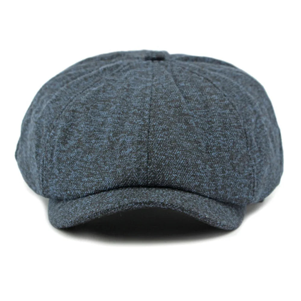 Cezanne Men's Herringbone Newsboy Cap – Cotton and Acrylic Blend, Adjustable 55–60 cm, Five Colours
