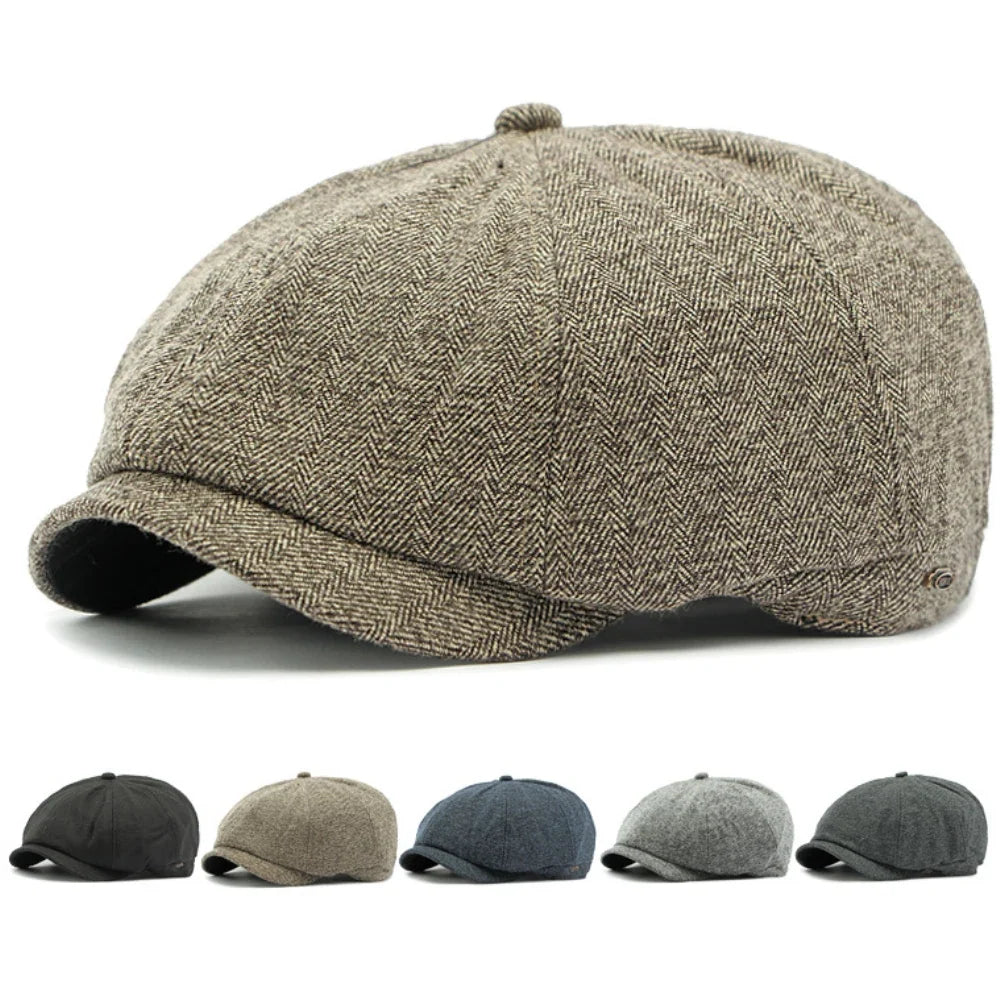 Cezanne Men's Herringbone Newsboy Cap – Cotton and Acrylic Blend, Adjustable 55–60 cm, Five Colours – view 2