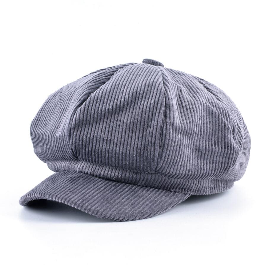 Chamberlain Men's Corduroy Newsboy Cap – 100% Cotton Corduroy, Short Peak, One Size for 55–58 cm – Gray – view 1