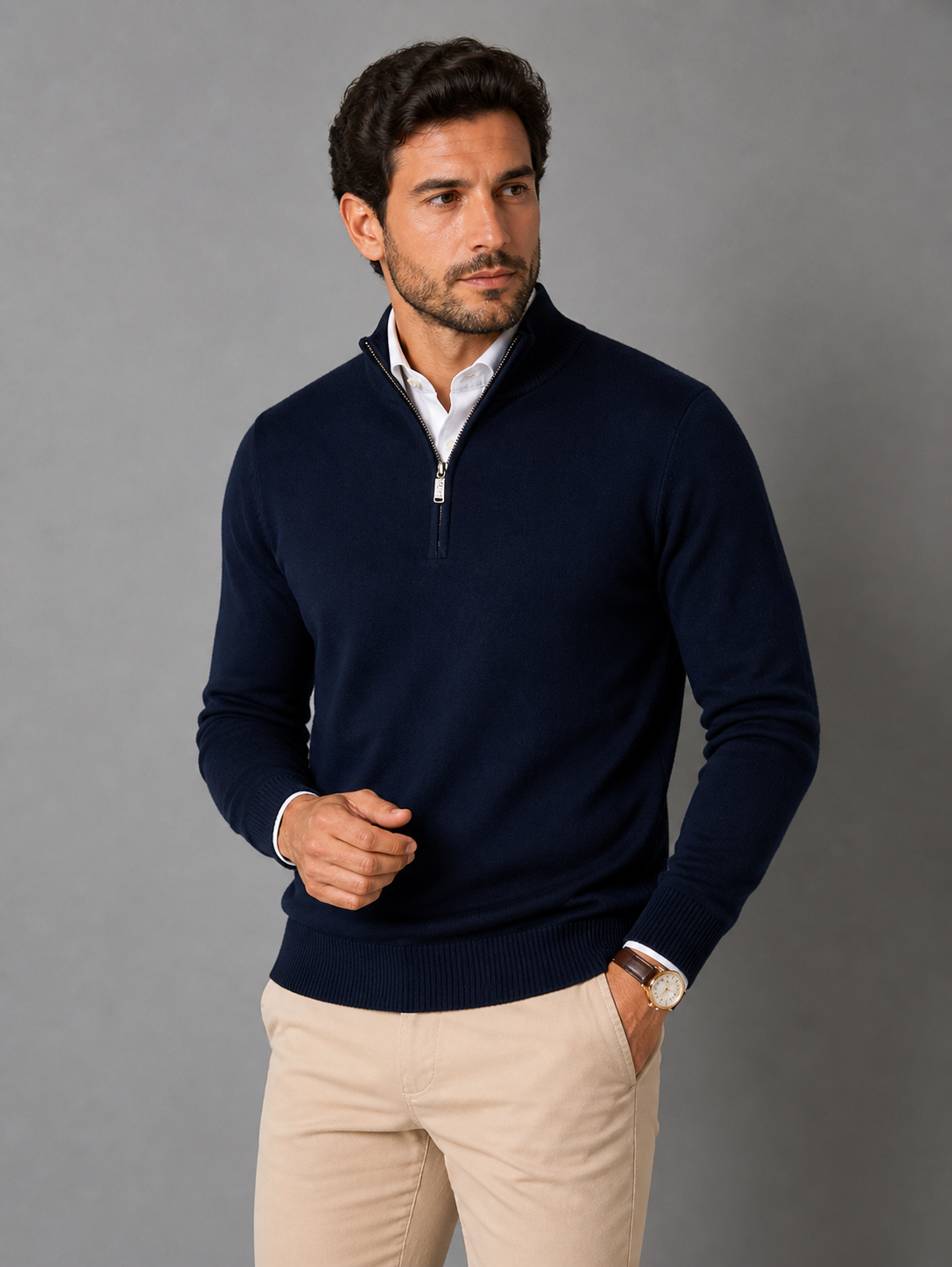 Riviera Men's Cotton Stretch Knit Jumper – view 8