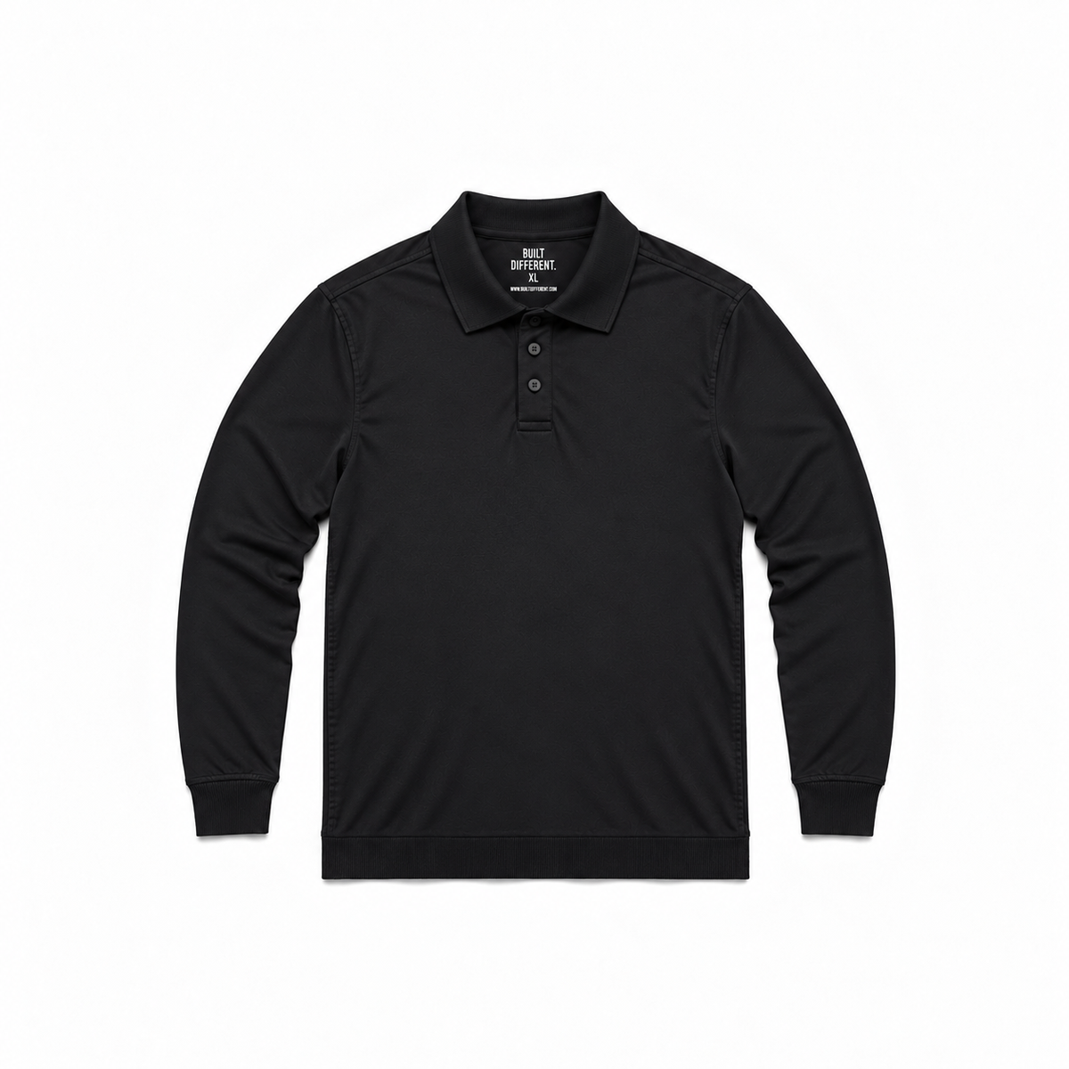 Men's Long Sleeve Dress Polo Shirt – Soft Rayon-Polyester Jersey, Fitted Cut, Tagless Comfort | Black – view 2