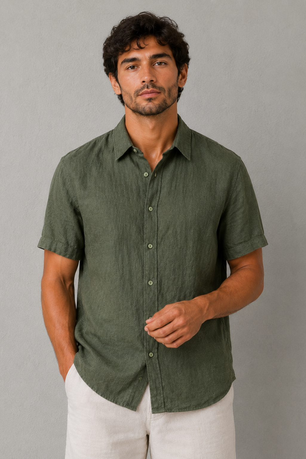 Traipu Men's Linen Short Sleeve Shirt – view 1