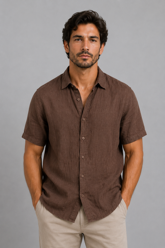Ligure Men's Short Sleeve Linen Shirt – view 1