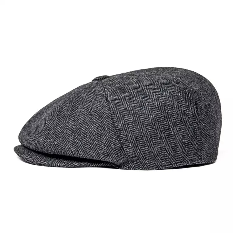 Chester Men's Classic Wool Newsboy Cap – Plain and Herringbone Weaves, Four Sizes from 57 to 63 cm – view 3