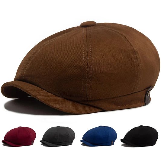 Clarke Men's Vintage Organic Cotton Newsboy Cap – Inner Cotton Sweatband, Adjustable 55–60 cm Fit