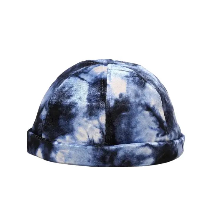 Men's Classic Tie-Dye Cotton Docker Cap – Two-Tone Tie-Dye Pattern, Brimless Shape, Adjustable Fit