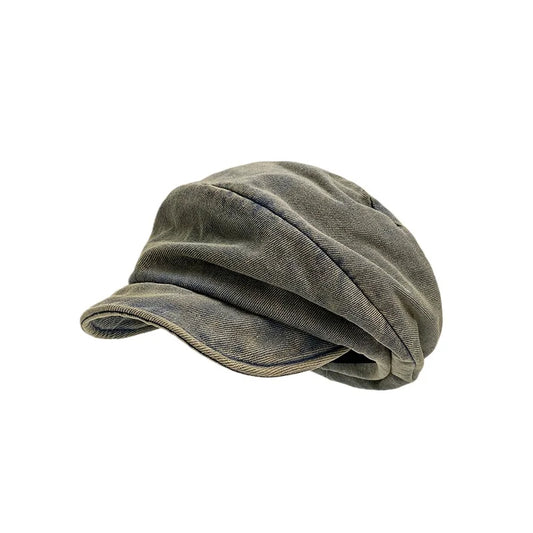 Claudette Men's Vintage Denim Newsboy Cap – 100% Cotton Denim, Elasticated 55–59 cm Fit | Grey