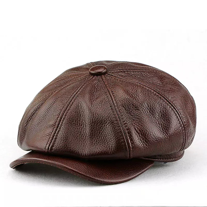 Cocteau Men's Cowhide Leather Newsboy Cap – view 3