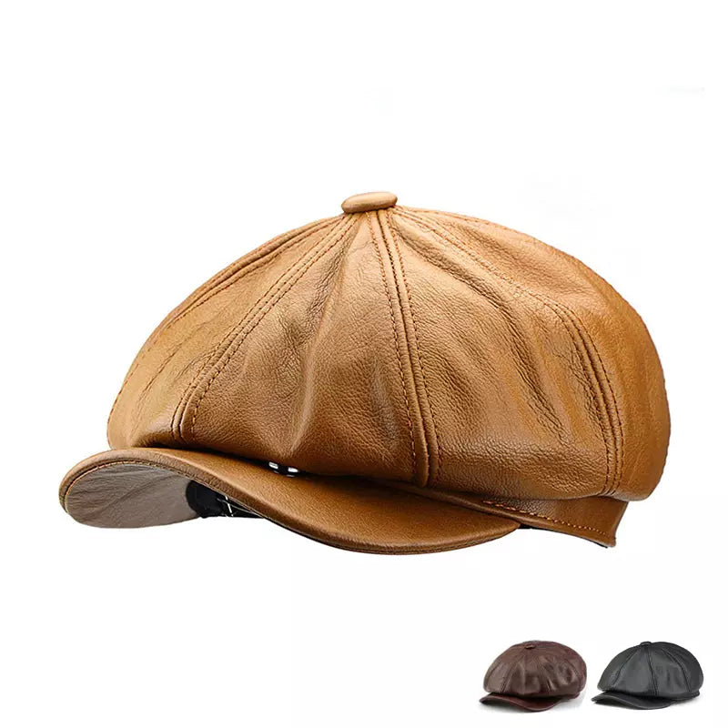 Cocteau Men's Cowhide Leather Newsboy Cap – view 2
