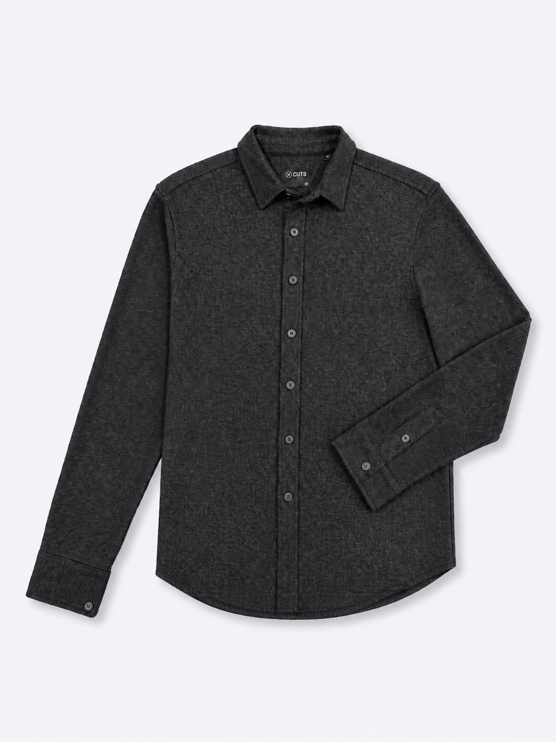 Men's Soft Knit Button-Up Shirt in Black – view 8