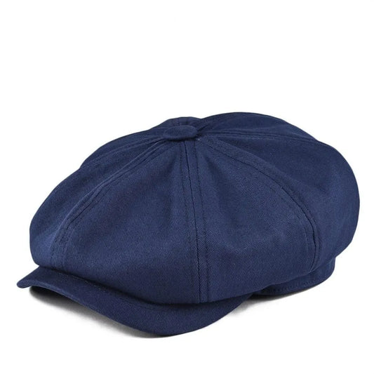 Covent Men's Plain Organic Cotton Newsboy Cap – Four Sizes from 56 to 63 cm, Army Green, Navy or White