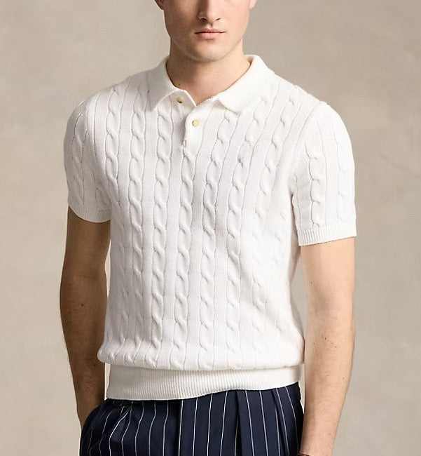 Florence Men's Cotton Cable Knit Polo – view 16