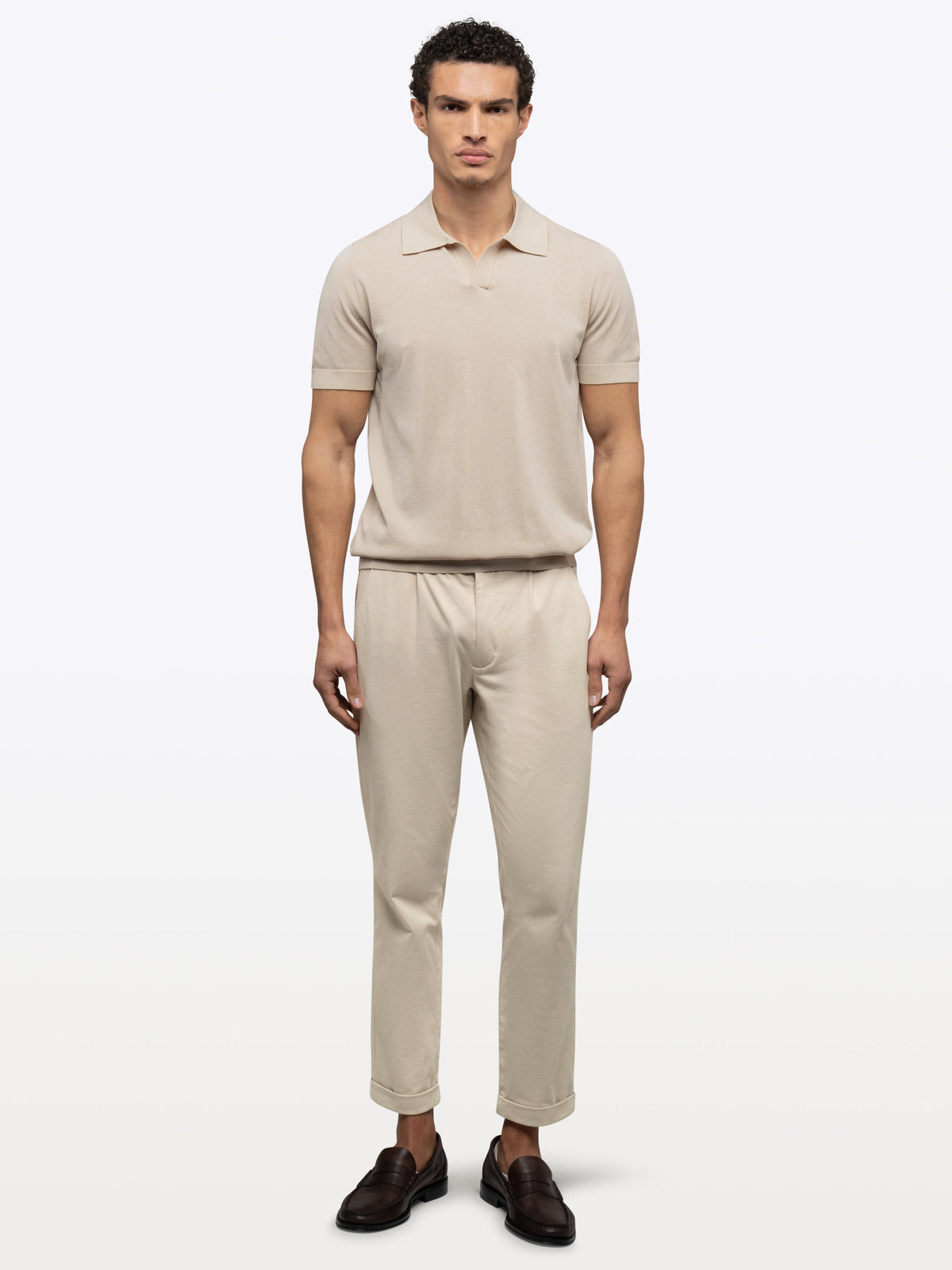 Riviera Men's Knit Polo in Sand Dune – view 5