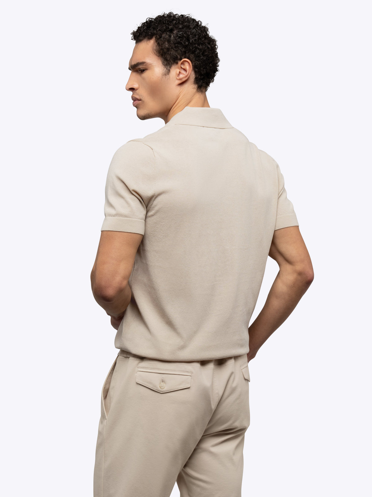 Riviera Men's Knit Polo in Sand Dune – view 4