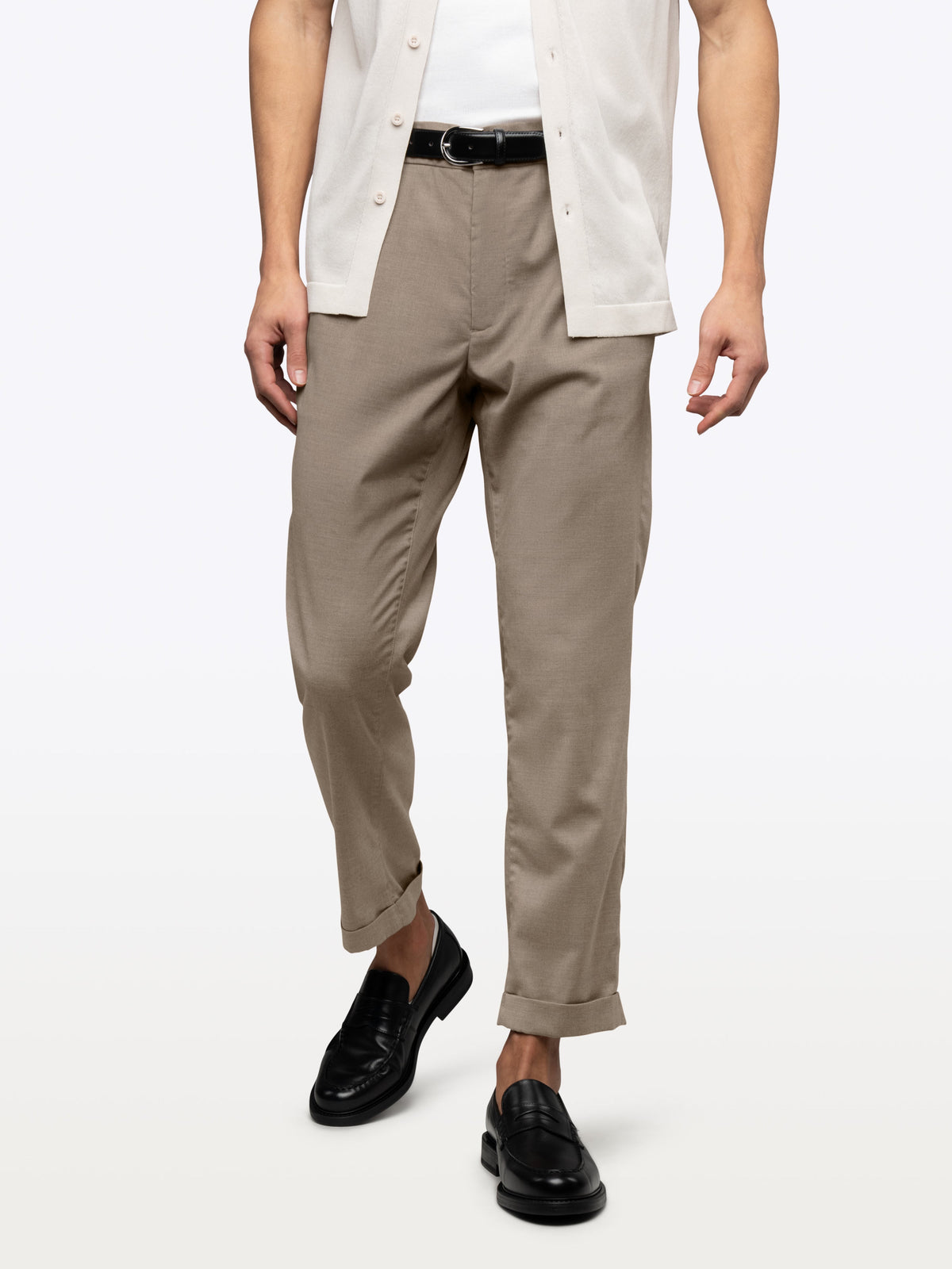 Men's Drawstring Chino Trousers in Heather Tobacco – view 1