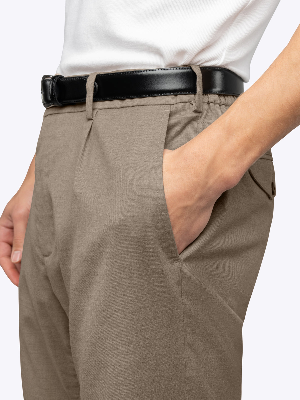 Men's Drawstring Chino Trousers in Heather Tobacco – view 6