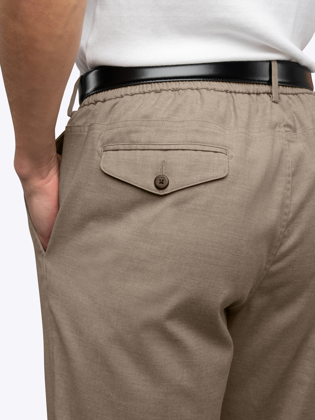 Men's Drawstring Chino Trousers in Heather Tobacco – view 5