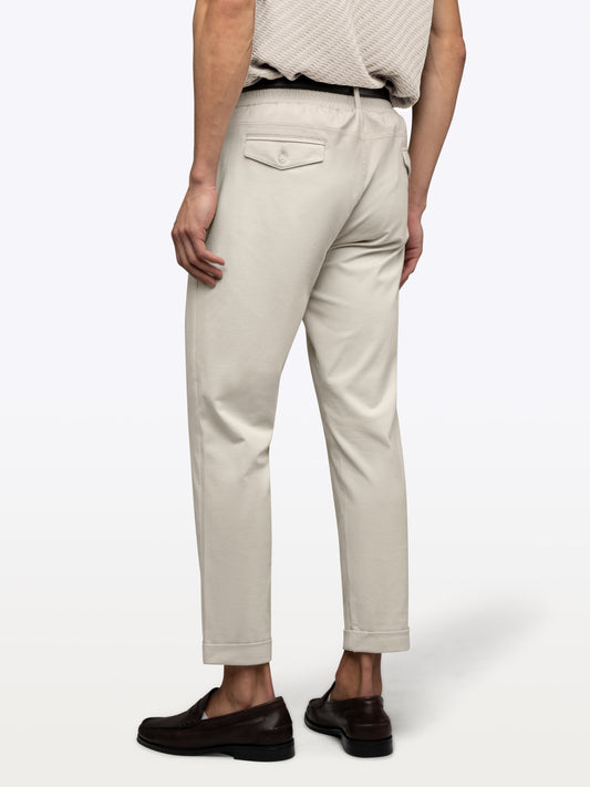 Men's Drawstring Chino Trousers – Ultra-Soft Lightweight Fabric, Elastic Waist, Classic Fit | Clay
