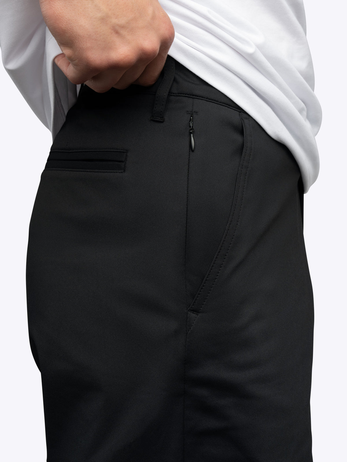 Men's Everyday Chino Shorts – Trouser-Style Button Closure, Hidden Zip Pocket, Classic Fit | Black
