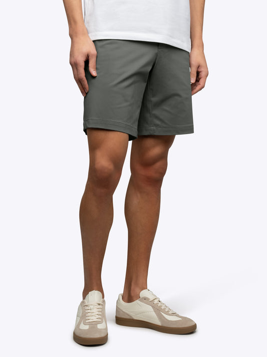 Men's Everyday Chino Shorts – Trouser-Style Button Closure, Hidden Zip Pocket, Classic Fit | Castor Grey