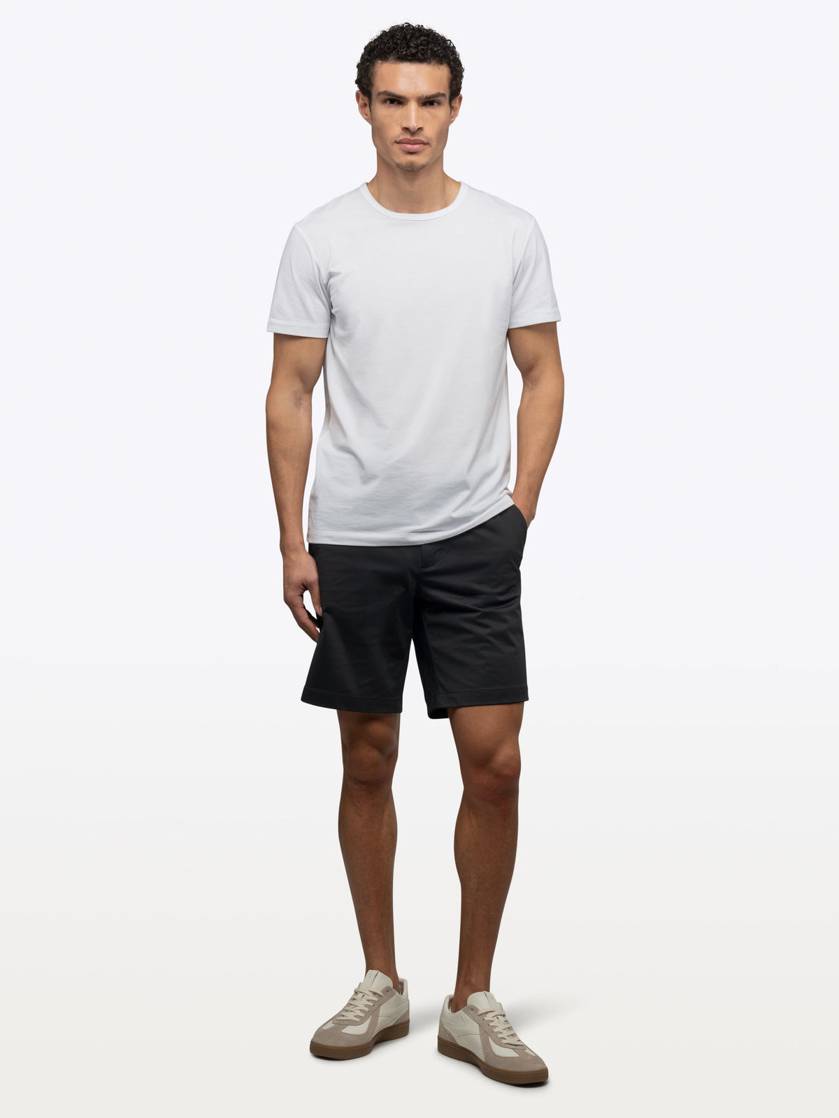 Men's Everyday Chino Shorts – Trouser-Style Button Closure, Hidden Zip Pocket, Classic Fit | Black