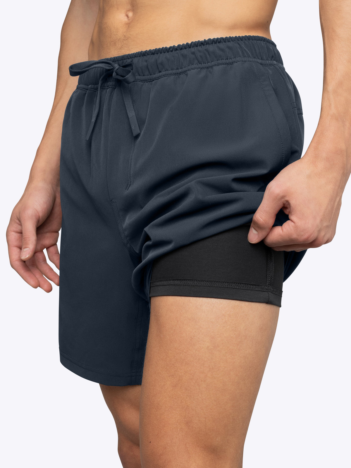 Men's 7 Inch Lined Training Shorts – Built-In Boxer Brief Liner, Breathable Fabric, Classic Fit | Iron Navy