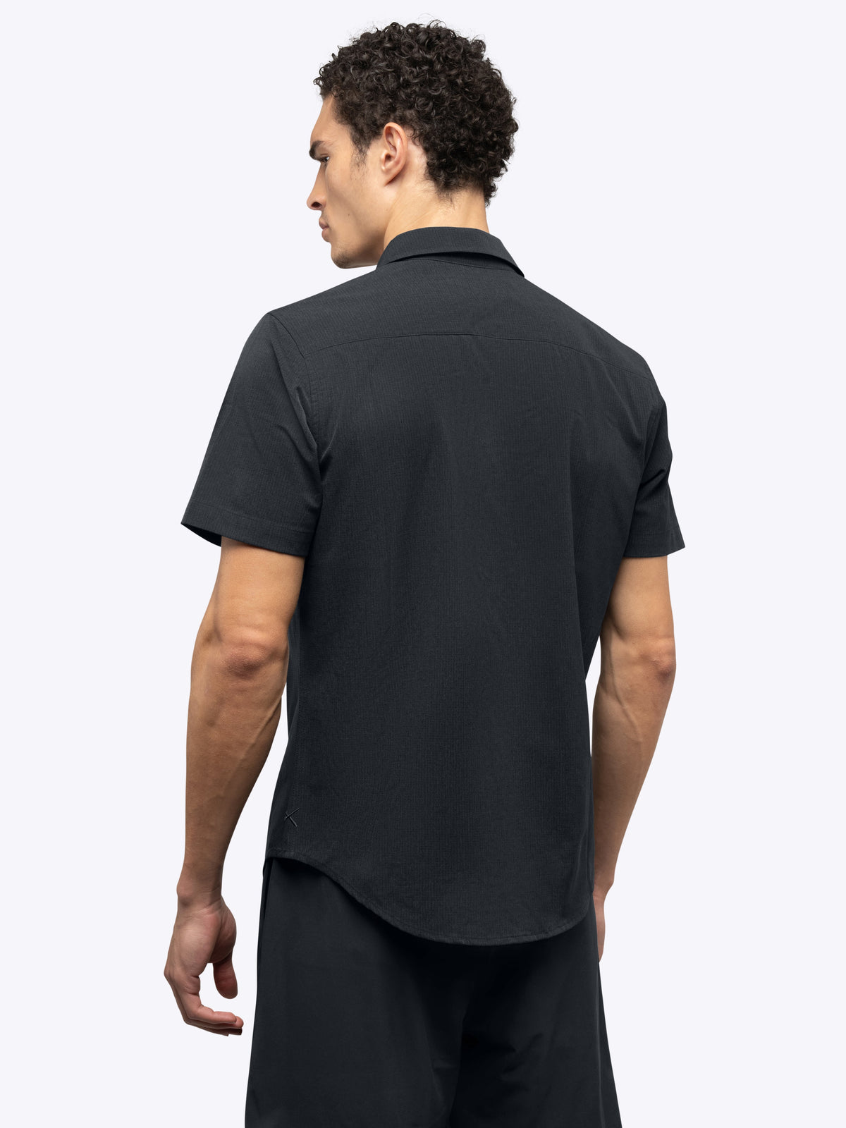 Crossover Men's Performance Button-Up Shirt – Breathable Micro-Perforated Fabric, Smart-Casual | Obsidian – view 4