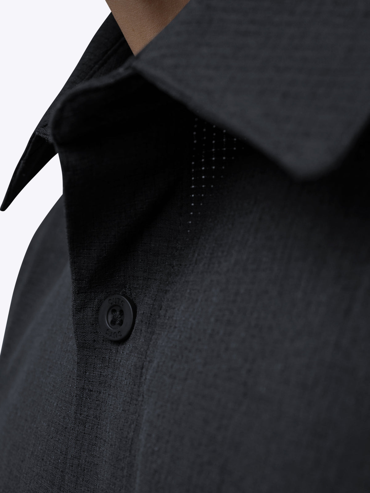 Crossover Men's Performance Button-Up Shirt – Breathable Micro-Perforated Fabric, Smart-Casual | Obsidian – view 5