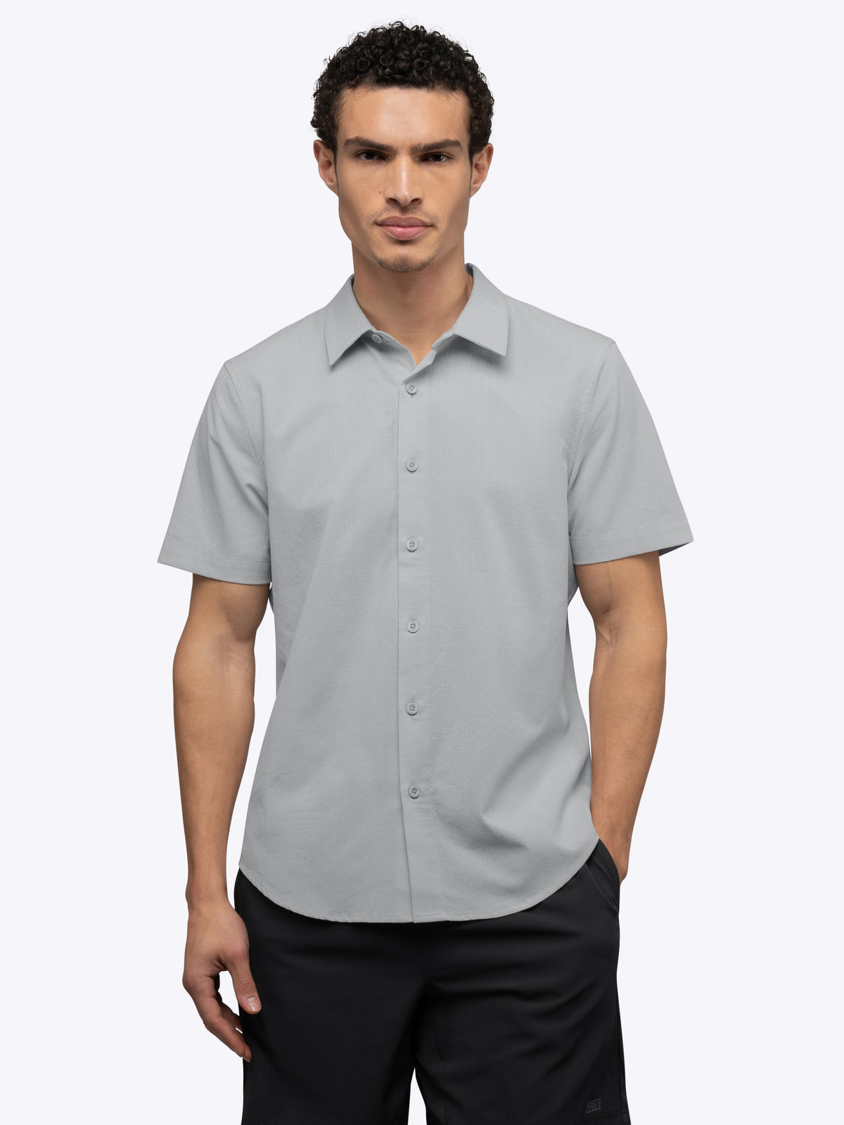 Men's Micro-Perforated Performance Button-Up Shirt – Breathable Warm-Weather Fabric, Tailored Fit | Vapor